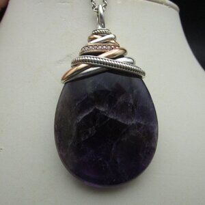Brighton NEPTUNE'S RINGS Amethyst Cabochon Pendant Necklace NWT